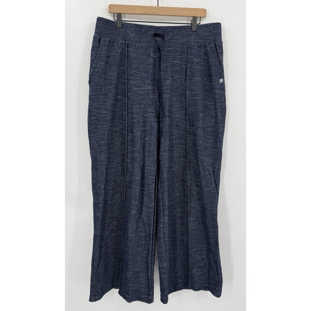 Talbots Pants Women XL Blue Wide Lounge Pull On Athletic Cozy Pockets Drawstring